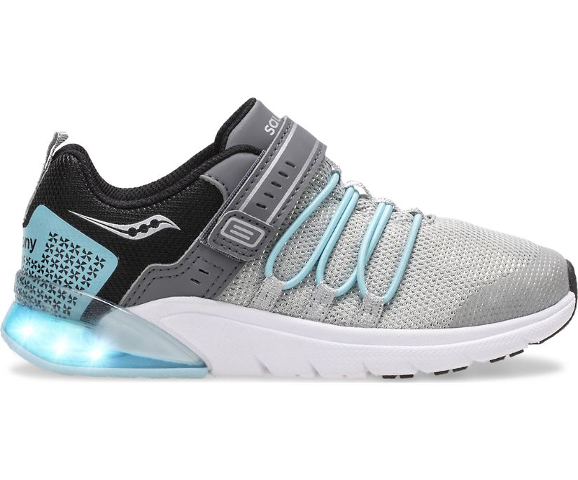 Tenis Saucony Flash Glow 2.0 Niños Plateados Azules | México 872FDNM